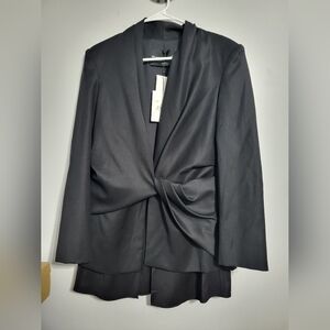 Nwt Brandon Maxwell Black Twisted Front Blazer Size 4